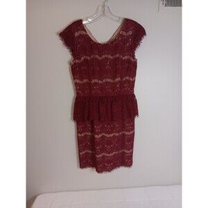 Maeve Anthropologie Elsa Peplum Dress Burgandy Color Sz Small